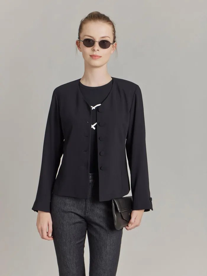 Agns B Jackets and Coats Women Black Polyester Jacket
