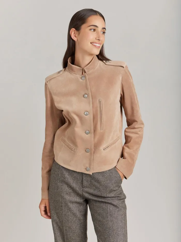 Agns B Jackets and Coats Women Brown Leather Tambour Jacket
