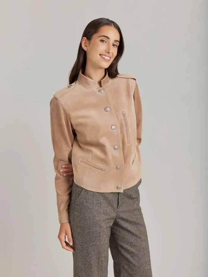Agns B Jackets and Coats Women Brown Leather Tambour Jacket