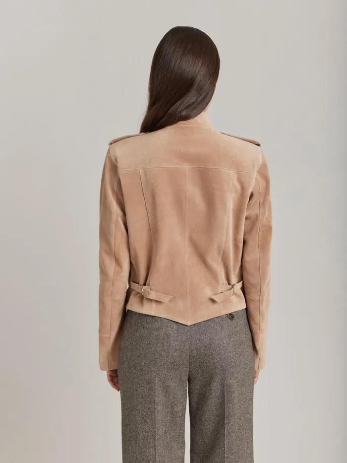 Agns B Jackets and Coats Women Brown Leather Tambour Jacket