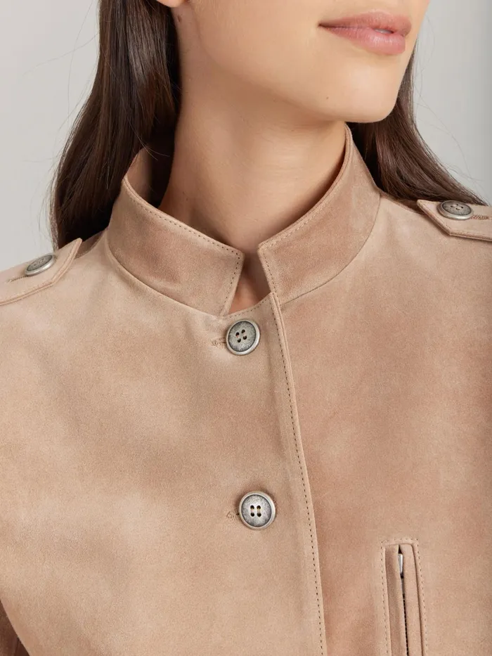 Agns B Jackets and Coats Women Brown Leather Tambour Jacket