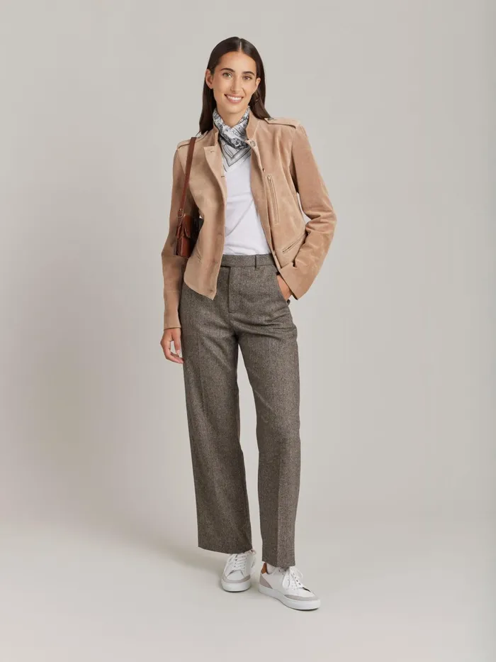 Agns B Jackets and Coats Women Brown Leather Tambour Jacket