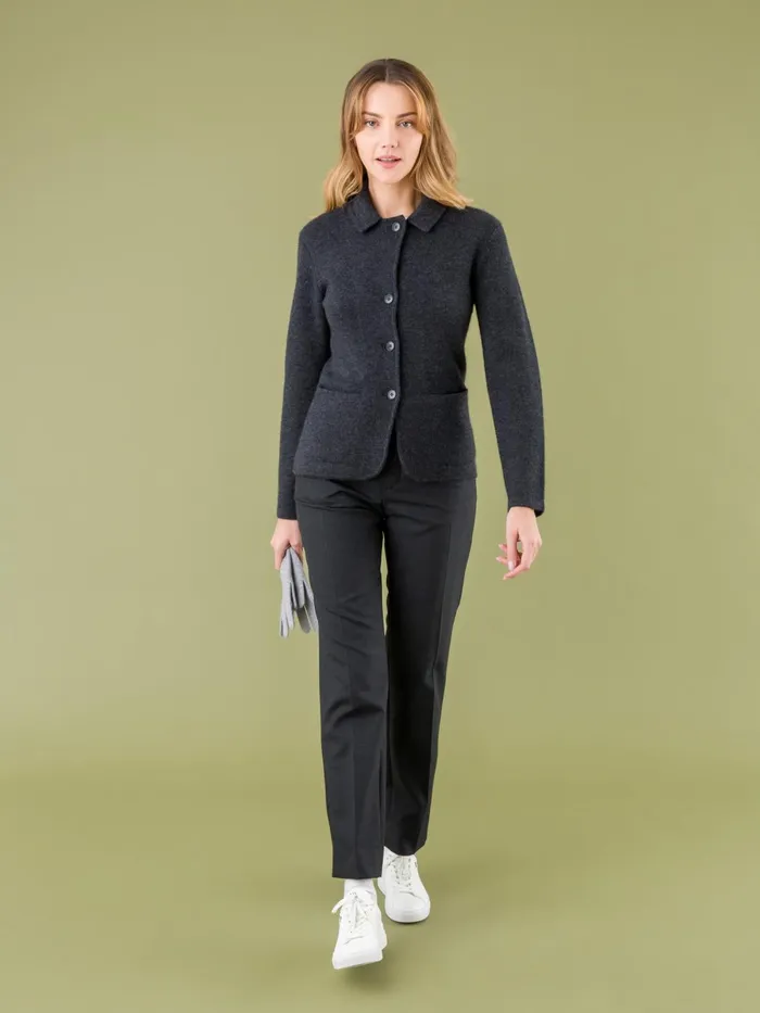 Agns B Jackets and Coats Women Grey Clifford Cashmere Jacket Made In Mongolia