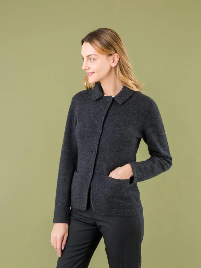 Agns B Jackets and Coats Women Grey Clifford Cashmere Jacket Made In Mongolia