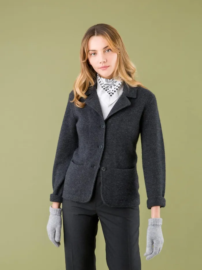 Agns B Jackets and Coats Women Grey Clifford Cashmere Jacket Made In Mongolia