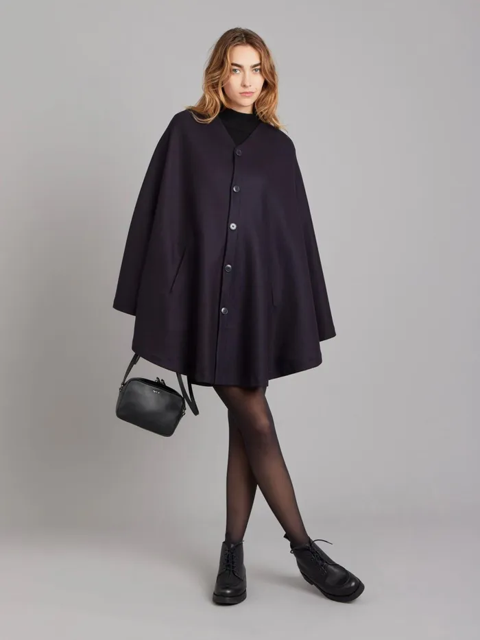 Agns B Jackets and Coats WomenMen Blue Wool Milano Unisex Cape