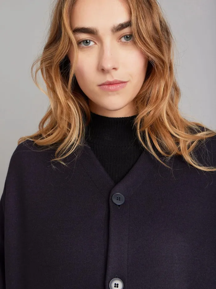 Agns B Jackets and Coats WomenMen Blue Wool Milano Unisex Cape