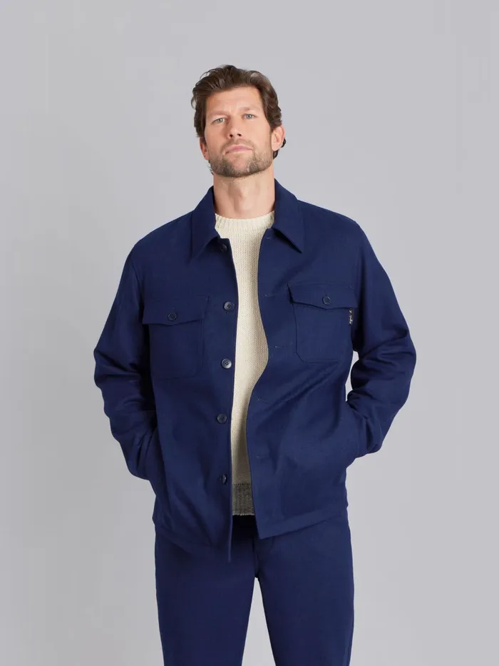 Agns B Jackets and Coats WomenMen Midnight Blue Flannel Nao Overshirt