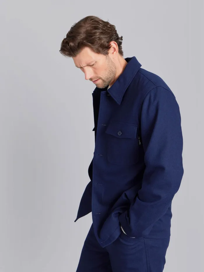 Agns B Jackets and Coats WomenMen Midnight Blue Flannel Nao Overshirt