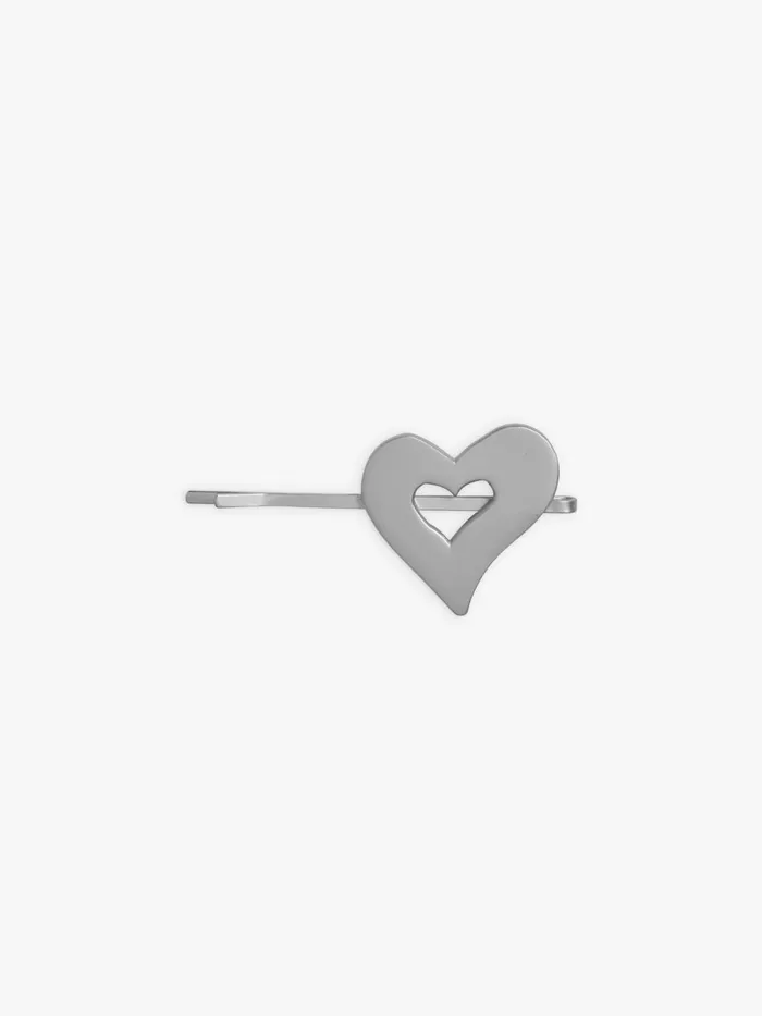 Agns B Jewellery and Watches Women Silver Brass Openwork Coeur Hair Clip