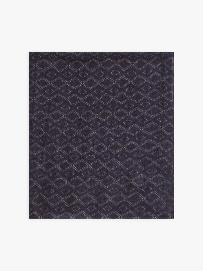 Agns B Scarves Men Blue Wool Geometric Motif Soan Scarf
