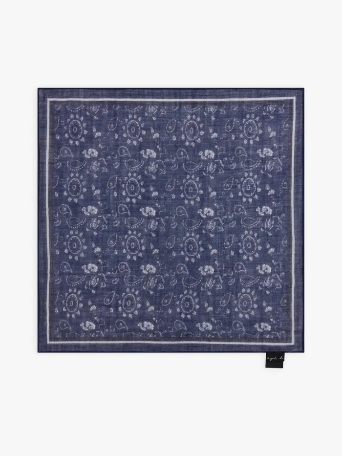 Agns B Scarves WomenMen Blue Wool Kiran Bandana