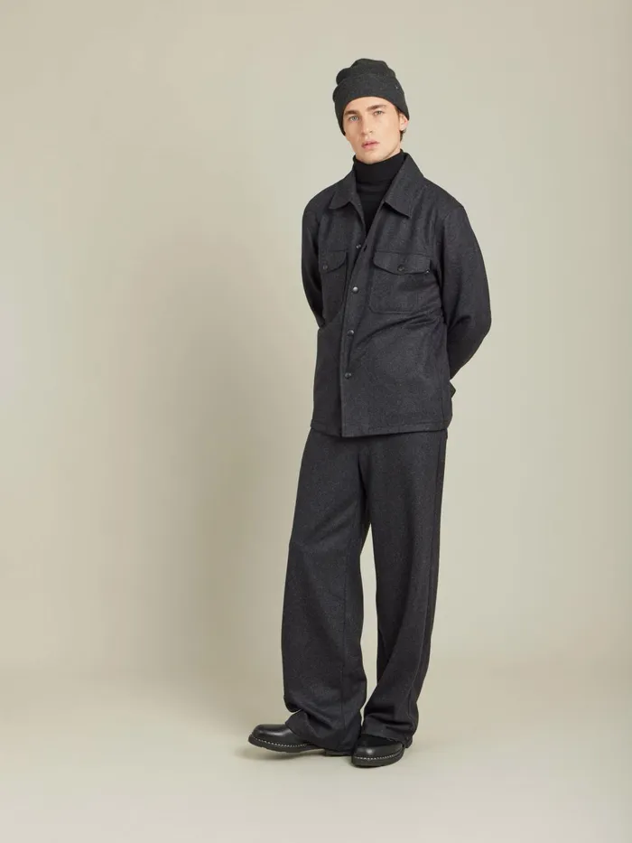 Agns B Shirts Men Black Wool Jersey Chicago Overshirt