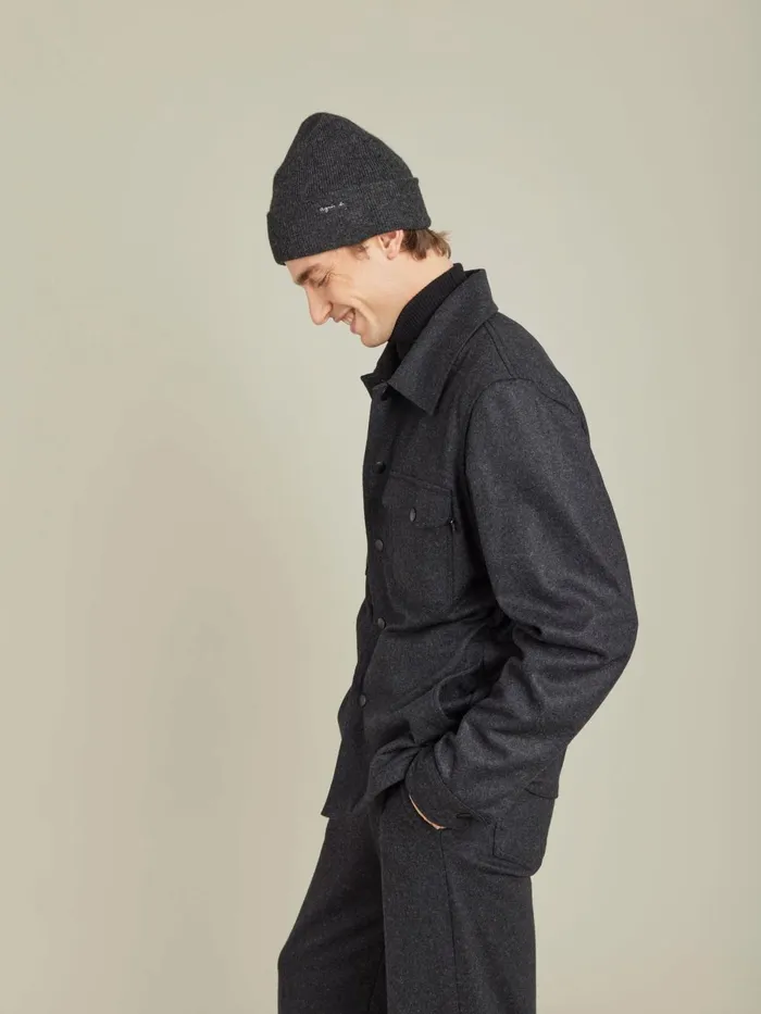 Agns B Shirts Men Black Wool Jersey Chicago Overshirt