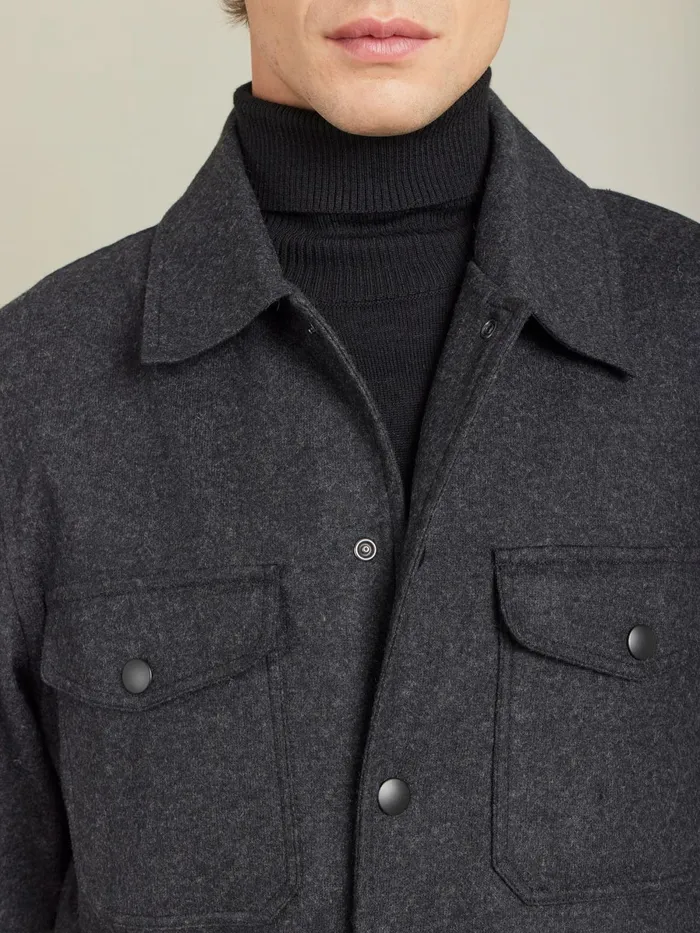 Agns B Shirts Men Black Wool Jersey Chicago Overshirt