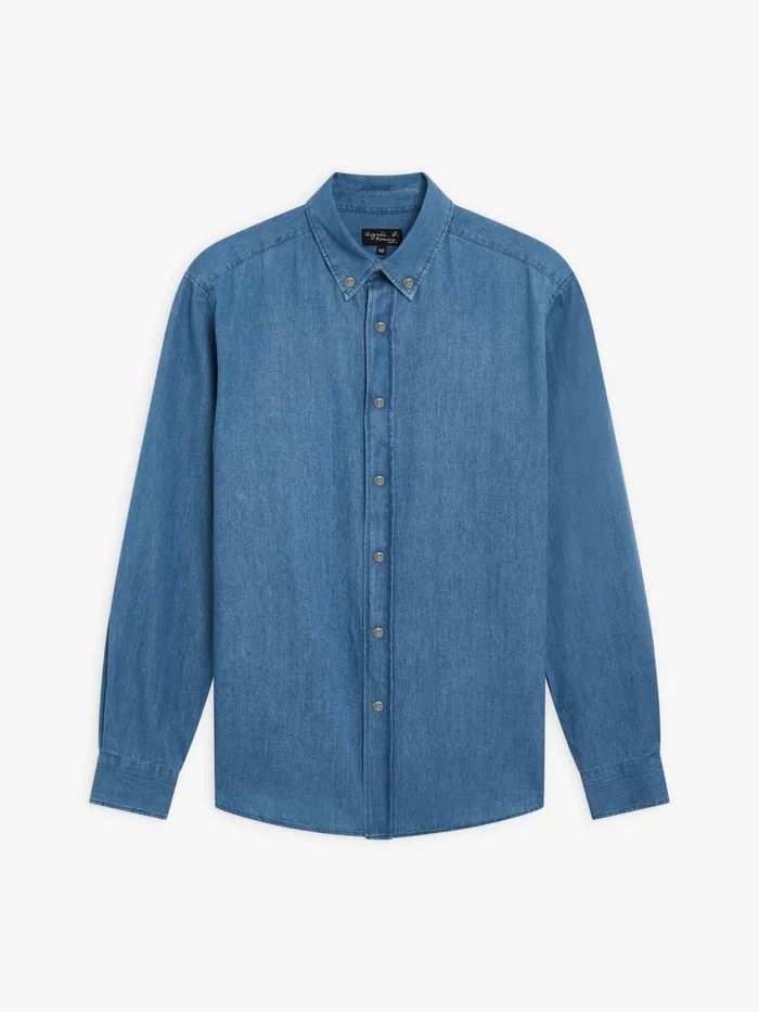Agns B Shirts Men Blue Cotton Barack Shirt