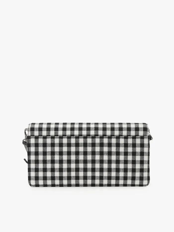 Agns B Shoulder Bags Women Black Cotton Gingham Print Clutch