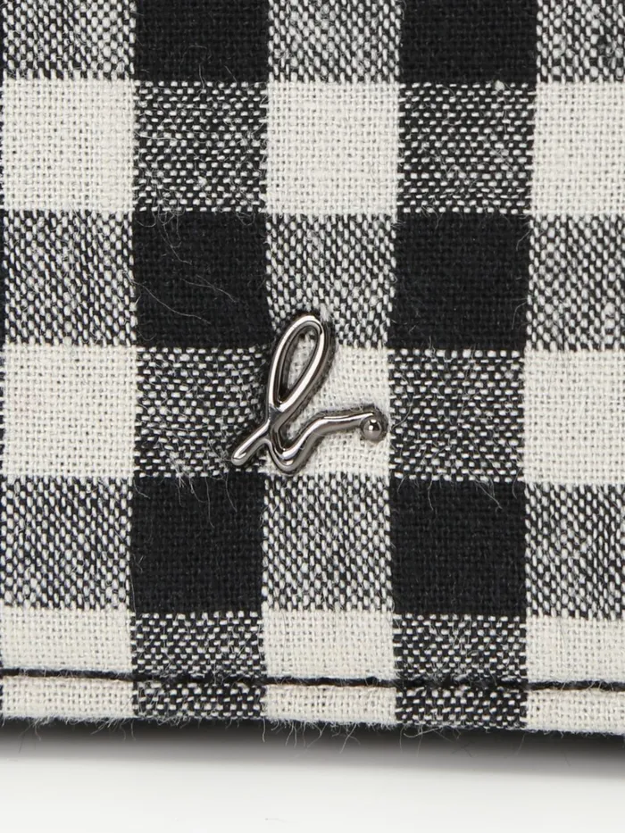 Agns B Shoulder Bags Women Black Cotton Gingham Print Clutch