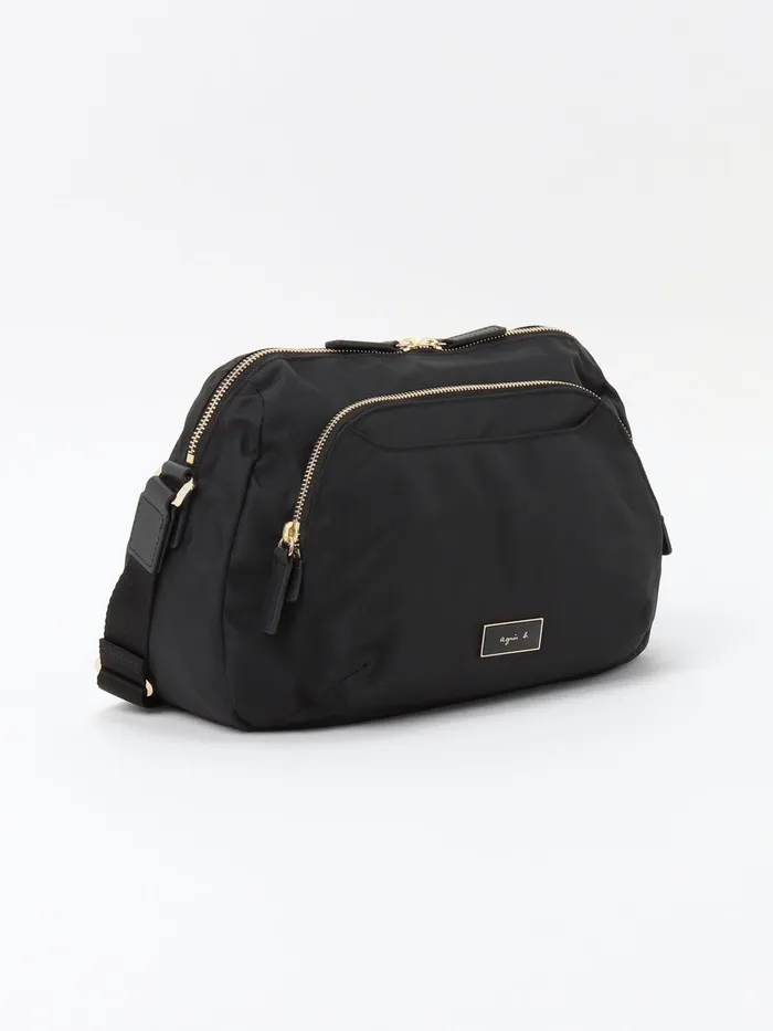 Agns B Shoulder Bags Women Black Nylon Zipped Shoulder Bag