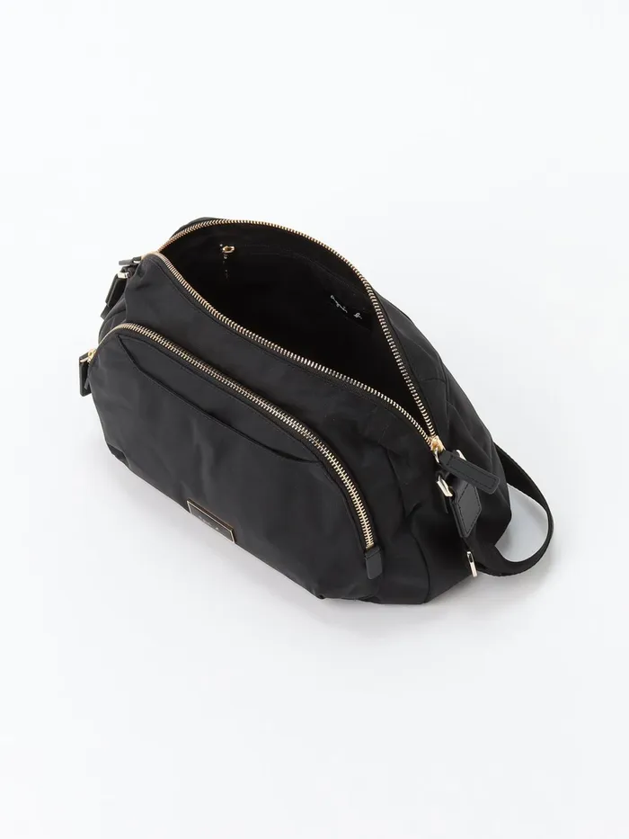 Agns B Shoulder Bags Women Black Nylon Zipped Shoulder Bag