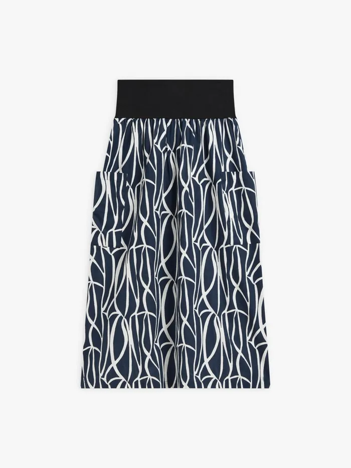 Agns B Skirts and Shorts Women Blue Cotton Geometric Print Matis Skirt