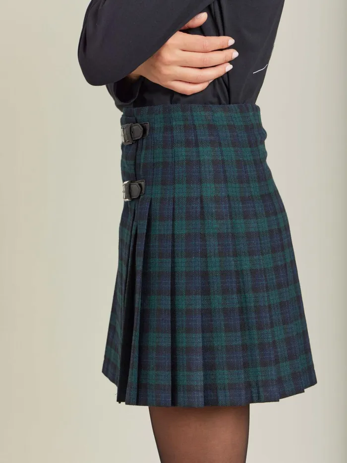 Agns B Skirts and Shorts Women Green Wool Checked Diane Kilt
