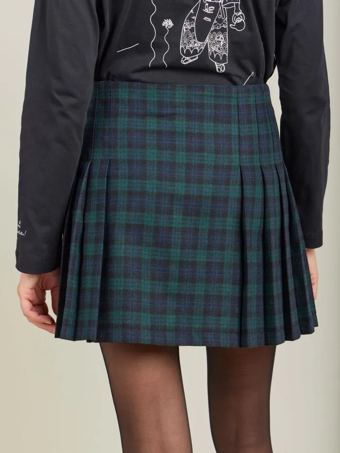 Agns B Skirts and Shorts Women Green Wool Checked Diane Kilt