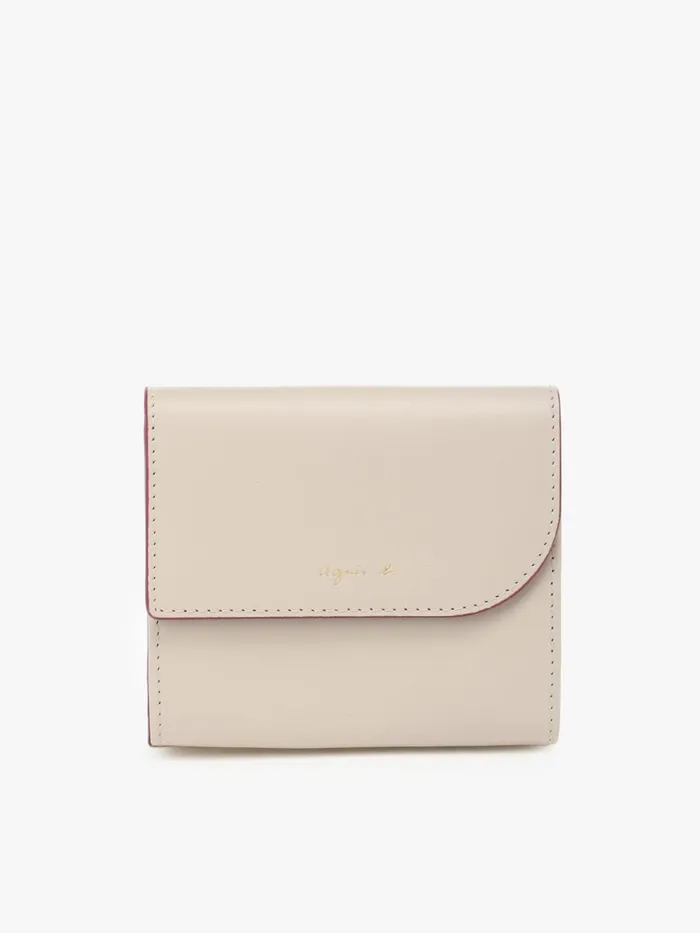 Agns B Small Leather Goods Women Beige Leather Wallet With Flap