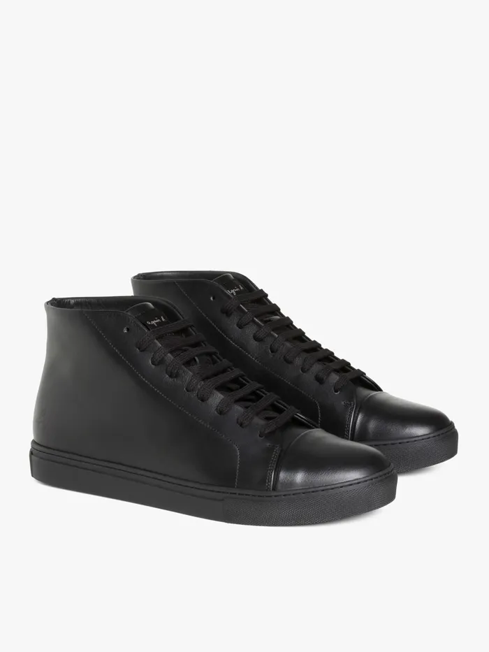 Agns B Sneakers Men Black Leather Rafael Hightop Sneakers