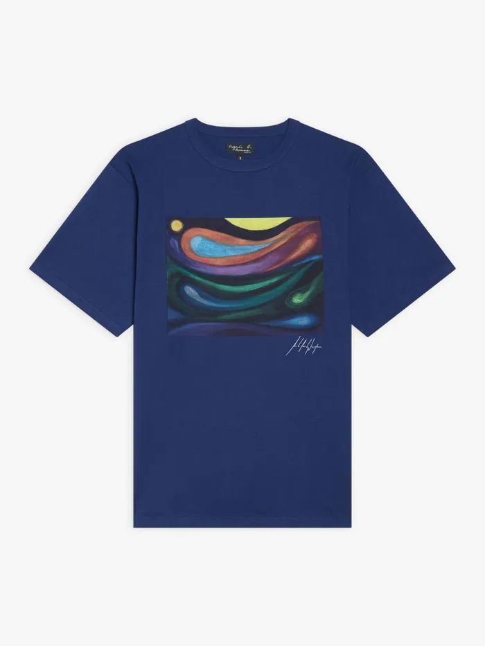 Agns B Tshirts and Polo Shirts Men Blue Cotton Jersey Mark Tshirt Artist Andre Niemeyer Agns B Tshirts and Polo Shirts Men Blue Cotton Jersey Mark Tshirt Artist Andre Niemeyer