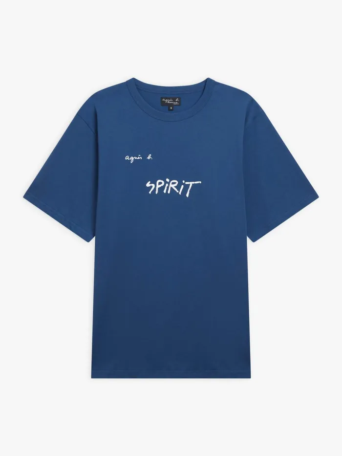 Agns B Tshirts and Polo Shirts Men Blue Mark Cotton Jersey Tshirt With 034Spirit034 Screenprint Agns B Tshirts and Polo Shirts Men Blue Mark Cotton Jersey Tshirt With 034Spirit034 Screenprint