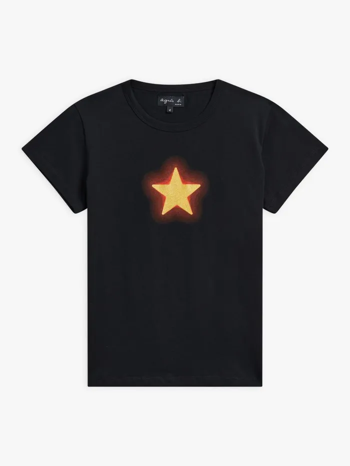 Agns B Tshirts and Tank Tops Women Black Cotton Etoile Neon Screenprint Brando Tshirt Agns B Tshirts and Tank Tops Women Black Cotton Etoile Neon Screenprint Brando Tshirt