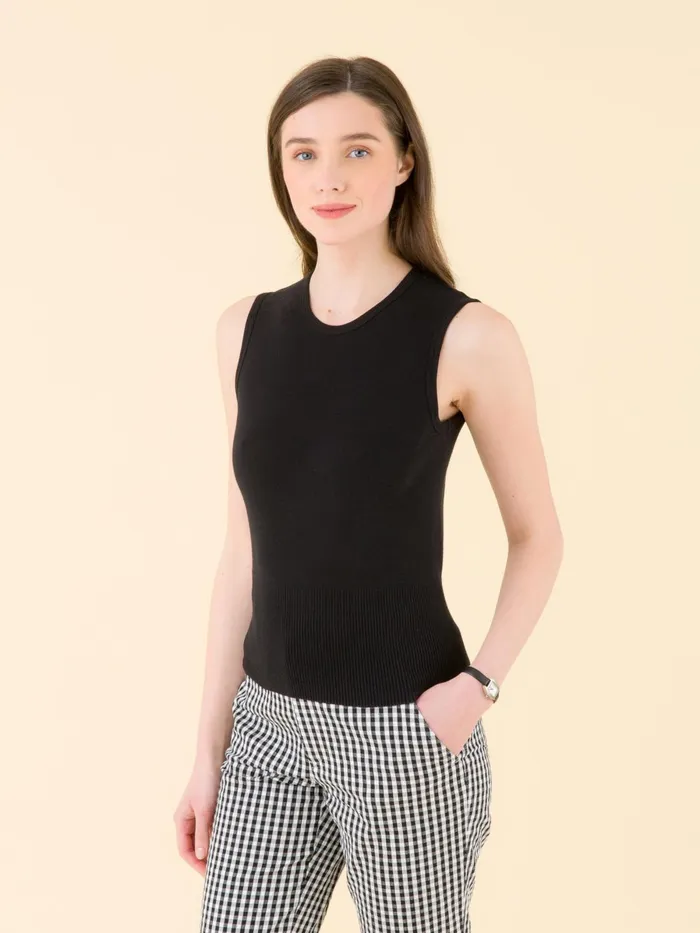 Agns B Tshirts and Tank Tops Women Black Cotton June Tank Top