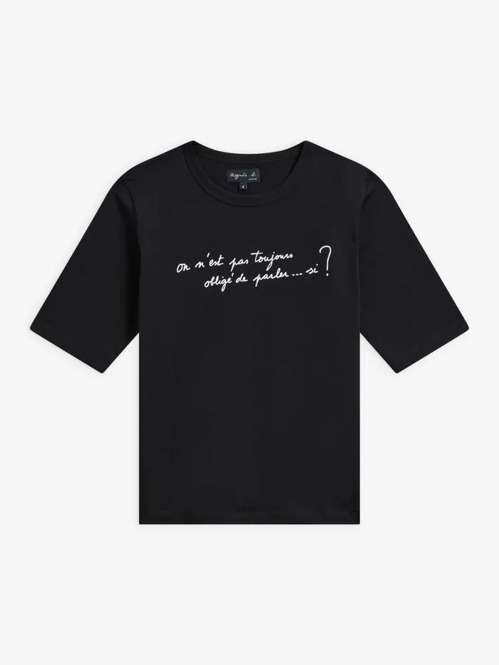 Agns B Tshirts and Tank Tops Women Black Cotton Phrase Screenprint Brando Tshirt Agns B Tshirts and Tank Tops Women Black Cotton Phrase Screenprint Brando Tshirt