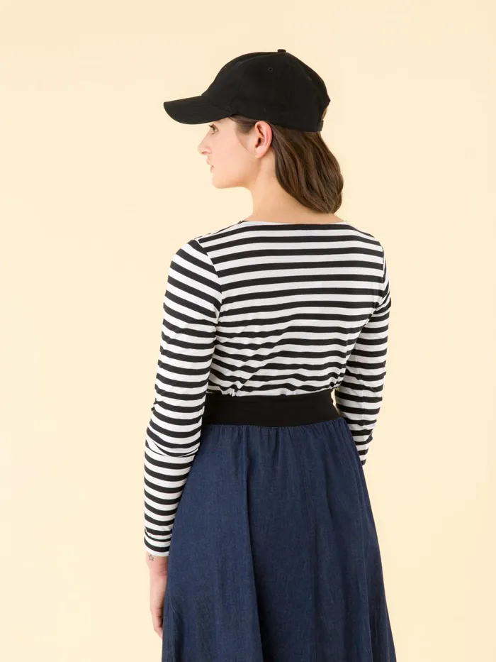 Agns B Tshirts and Tank Tops Women White And Black Striped Knox Ultra Tshirt