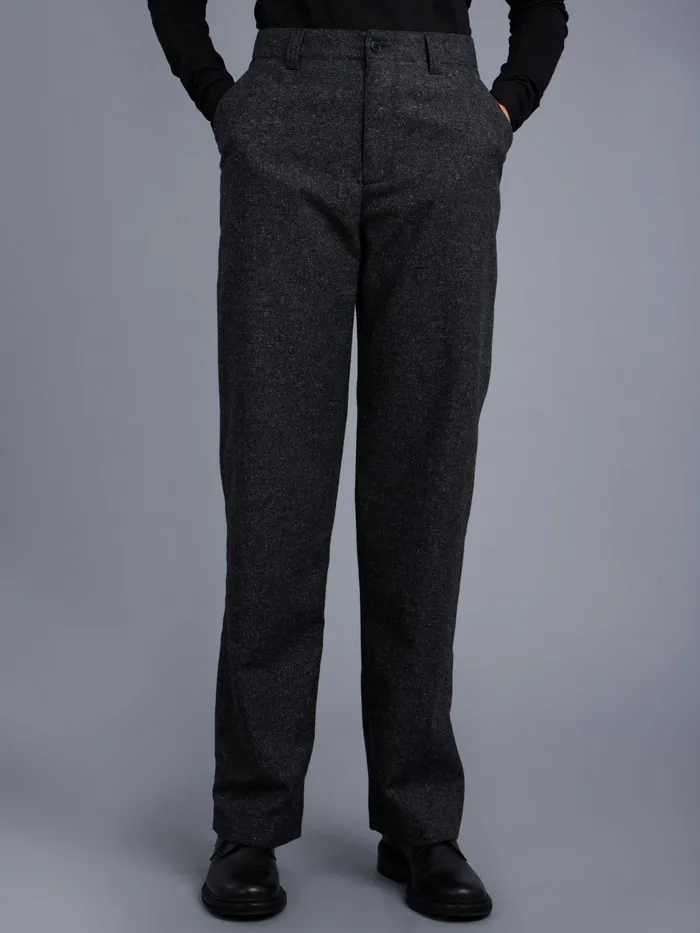 Agns B Trousers and Jeans Women Grey Woollen Tweed Highwaisted Trousers