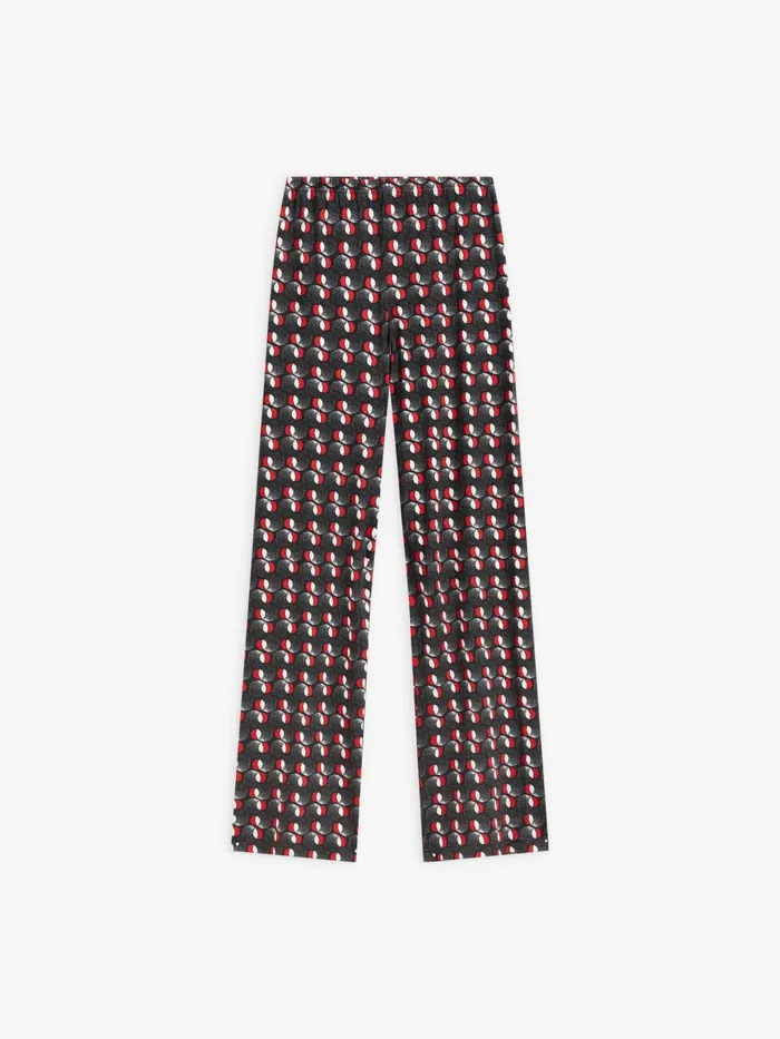 Agns B Trousers and Jeans Women Red Jersey Fantasy Print Sail Trousers