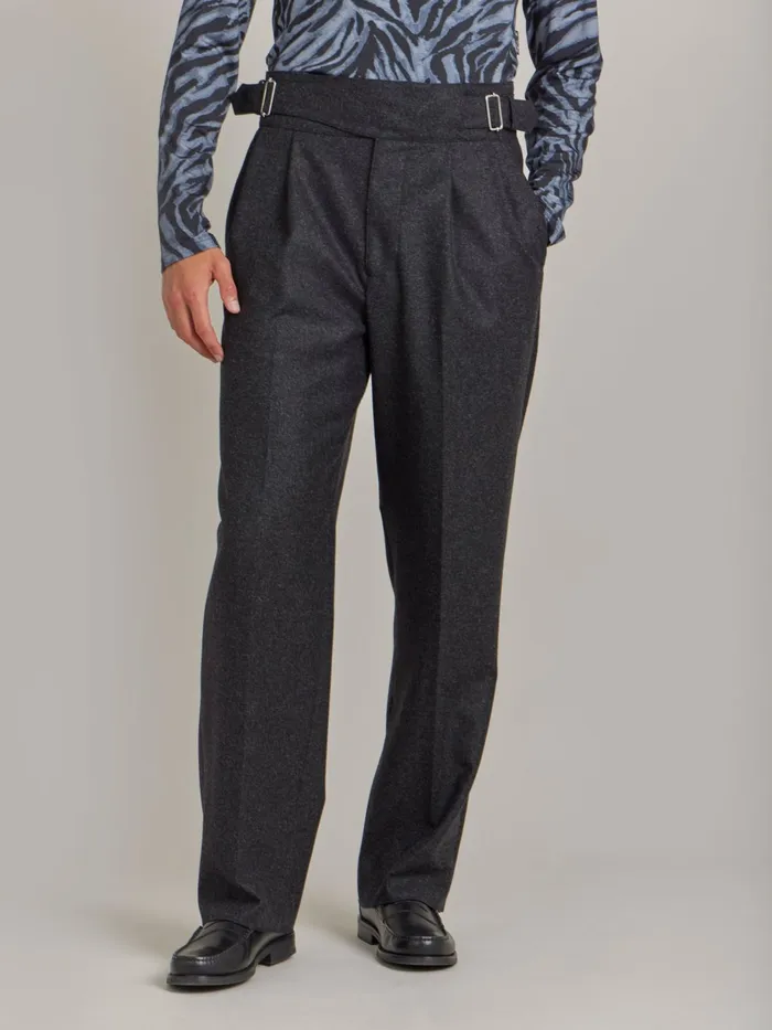 Agns B Trousers Men Grey Wool Tweed Trousers