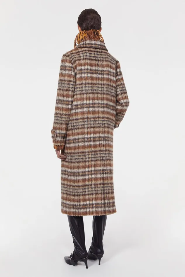Aida Brushed Check Coat Brown Women Rodebjer Outerwear