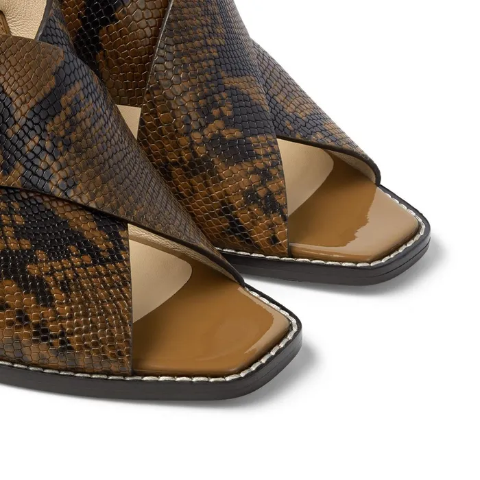 Aix 85 Cuoio Snake Printed Leather And Patent Strap Sandals Cuoiocuoio Women JIMMY CHOO Sandals
