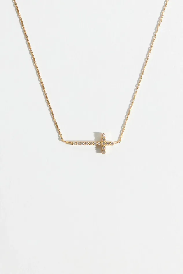 Altar039d State 18K Gold Dipped Crystal Cross Necklace Women Jewelry