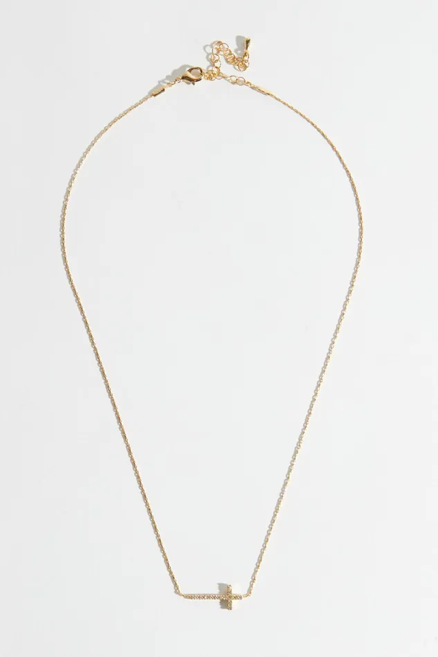 Altar039d State 18K Gold Dipped Crystal Cross Necklace Women Jewelry