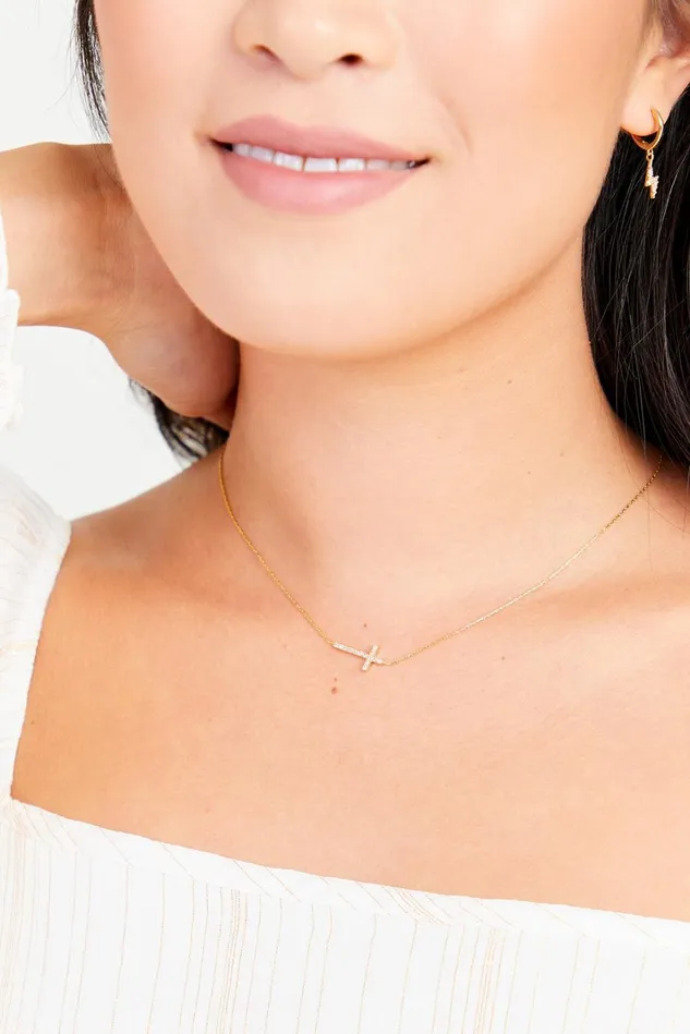 Altar039d State 18K Gold Dipped Crystal Cross Necklace Women Jewelry