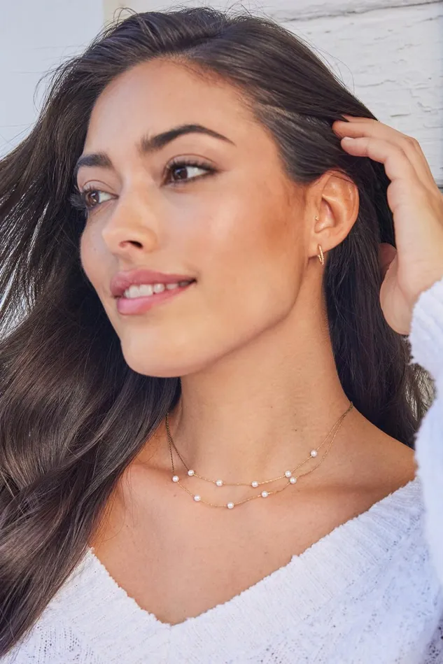 Altar039d State 18k Gold Pearl Charm Necklace Women Jewelry