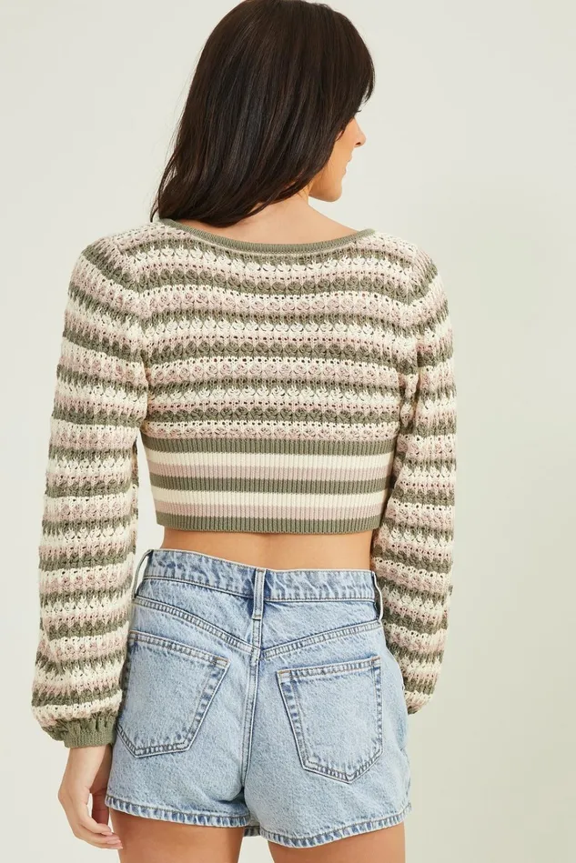 Altar039d State Briella Striped Knit Sweater Women Cropped Sweaters