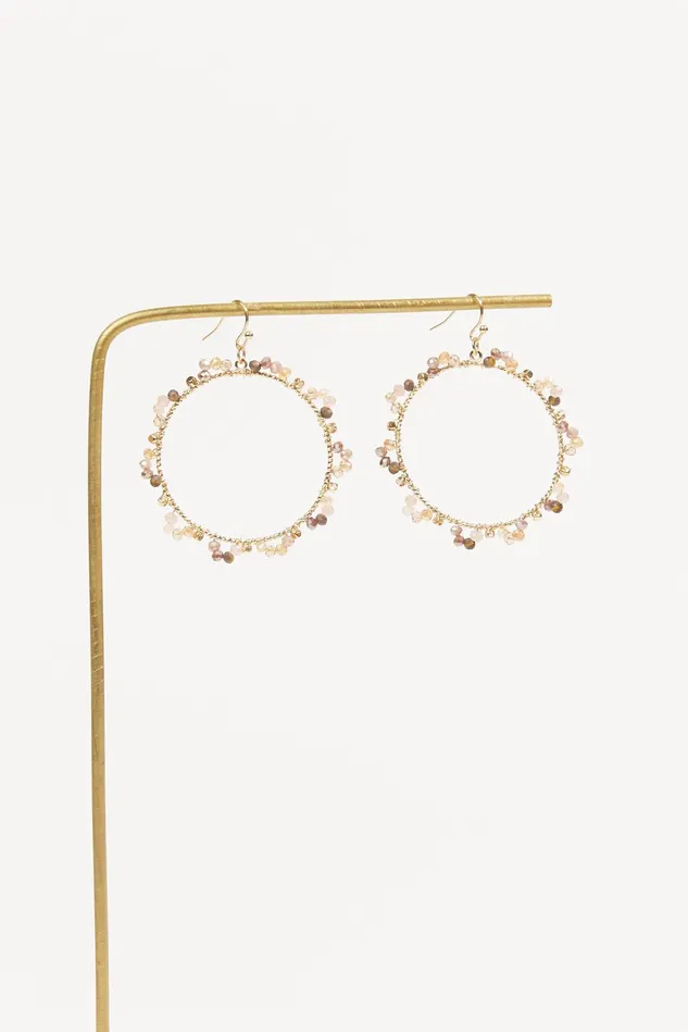 Altar039d State Open Circle Glass Bead Dangle Earrings Women Jewelry