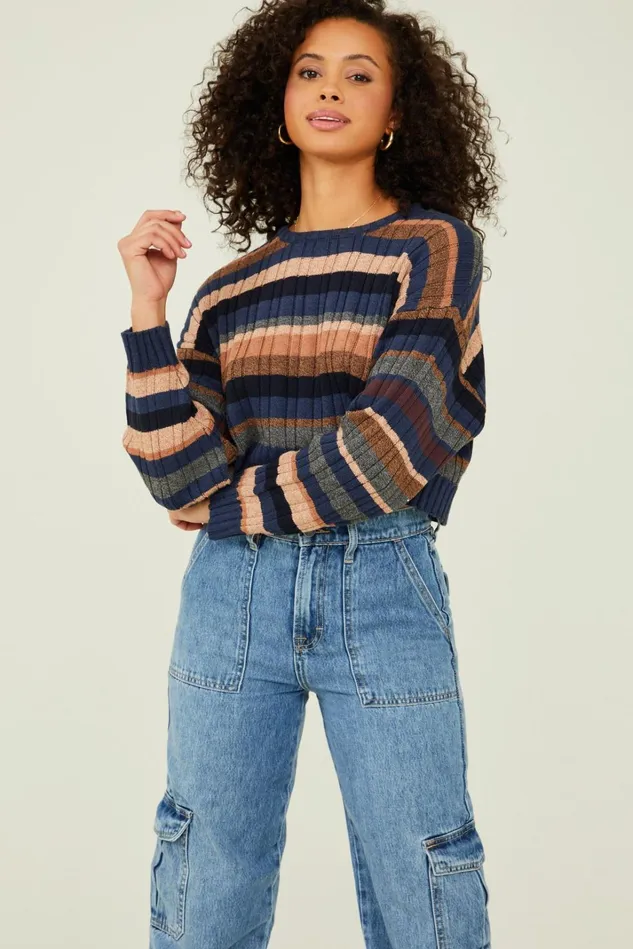 Altar039d State Parker Cropped Stripe Sweater Women Sweaters