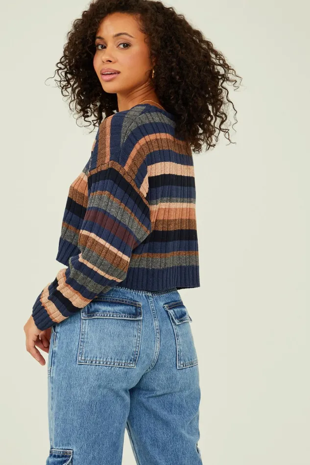 Altar039d State Parker Cropped Stripe Sweater Women Sweaters