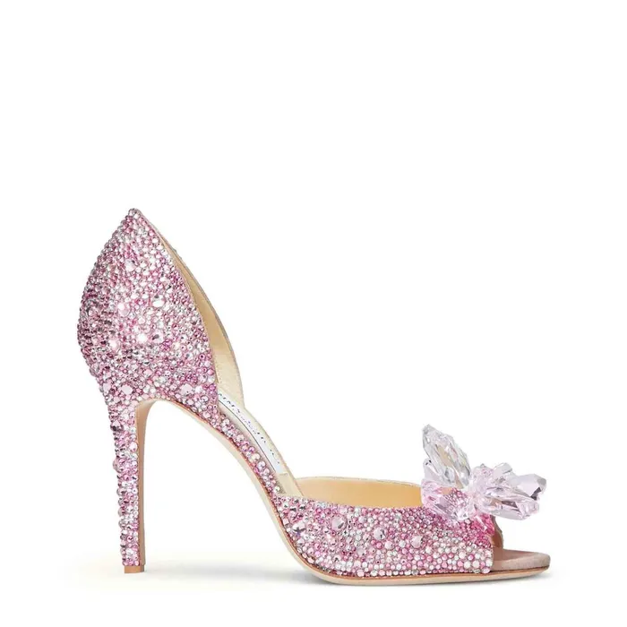 Anilla 100 Rose Mix Suede And Crystal Covered Open Toe Pumps Rose Mix Women JIMMY CHOO Pumps Anilla 100 Rose Mix Suede And Crystal Covered Open Toe Pumps Rose Mix Women JIMMY CHOO Pumps