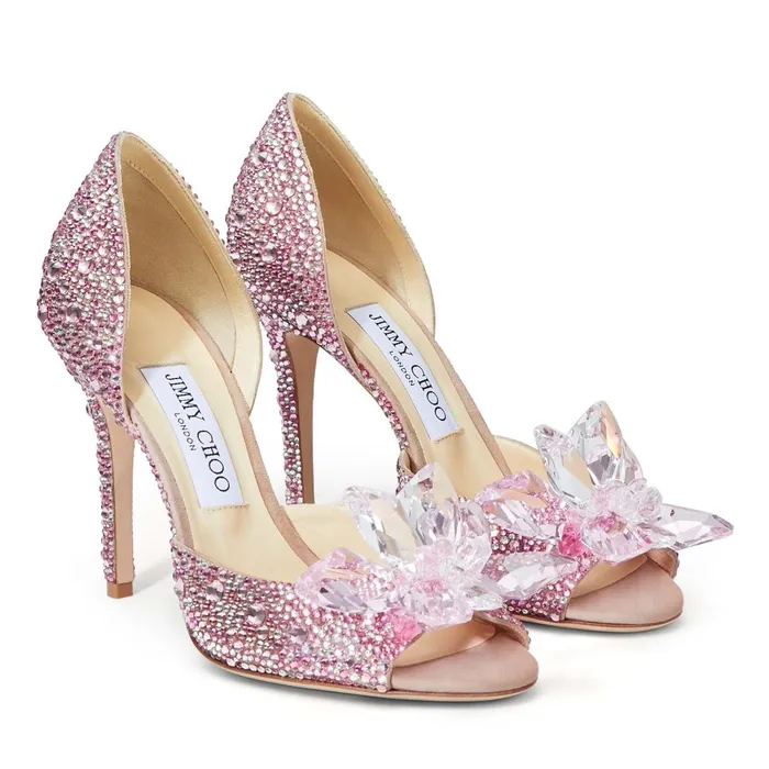 Anilla 100 Rose Mix Suede And Crystal Covered Open Toe Pumps Rose Mix Women JIMMY CHOO Pumps